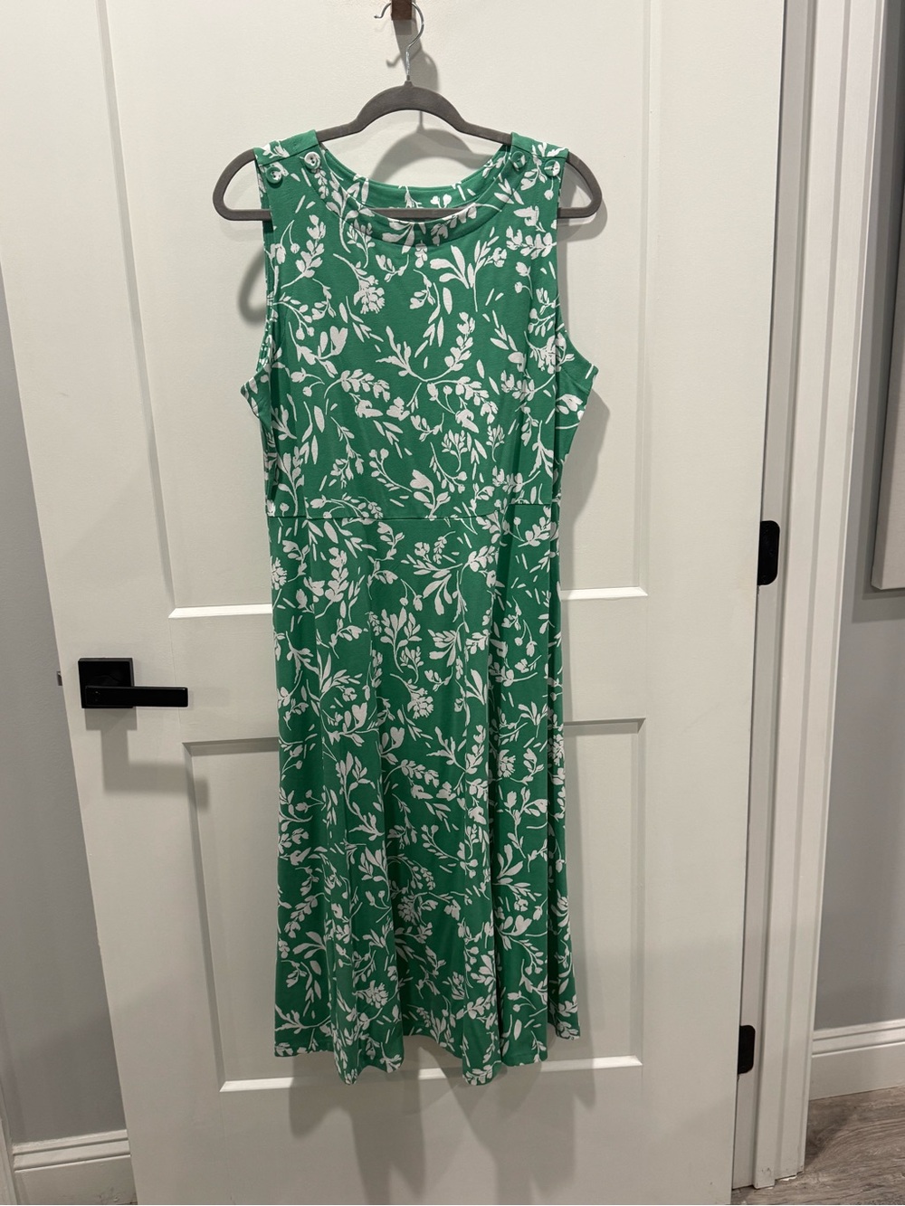Croft & Borrow Floral Green Sleeveless Tank Midi Dress